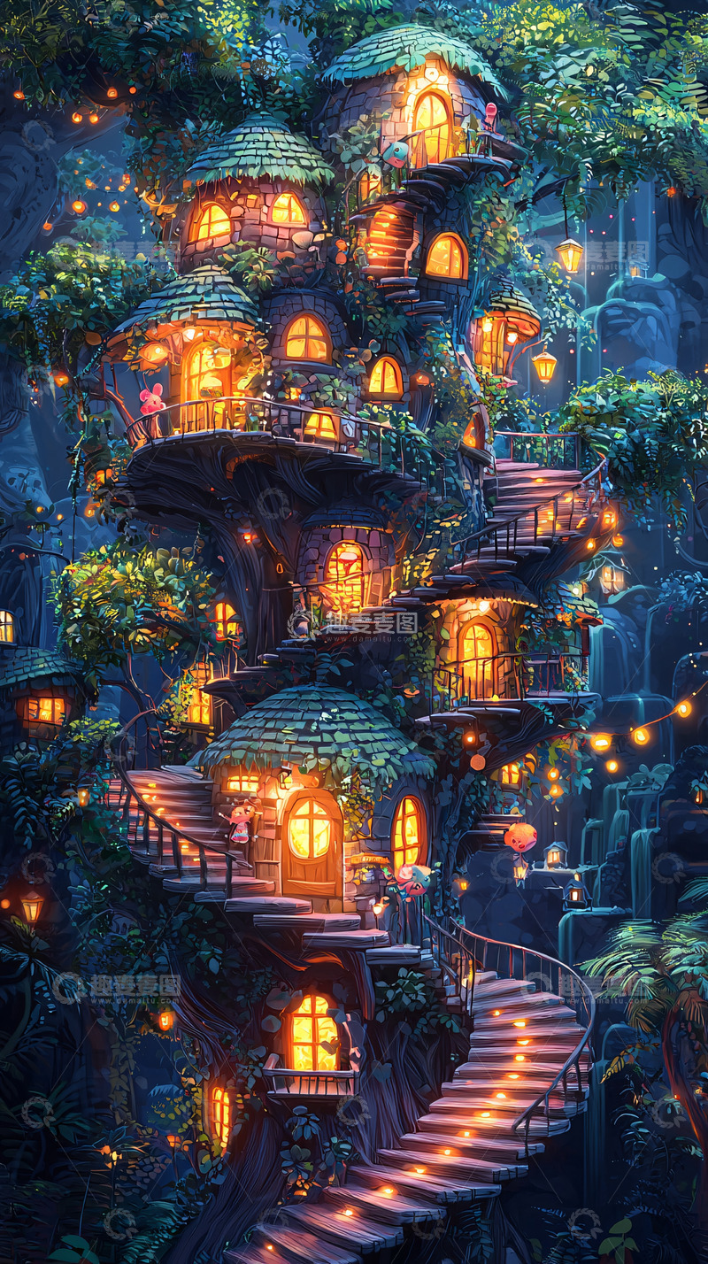 高清大图下载【趣麦麦图】梦幻树屋