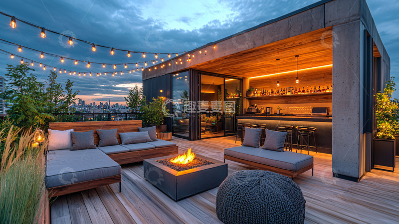 高清大图下载【趣麦麦图】温馨露台夜景