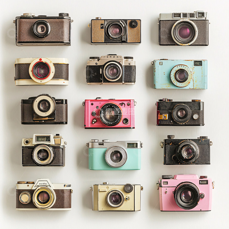 高清大图下载【趣麦麦图】复古相机排列