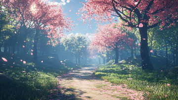 梦幻樱花树林小路