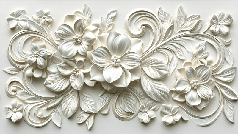 高清大图下载【趣麦麦图】白色立体花卉图案