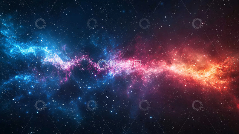 高清大图下载【趣麦麦图】蓝色红色星云碰撞