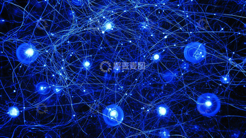 高清大图下载【趣麦麦图】蓝色神经元网络