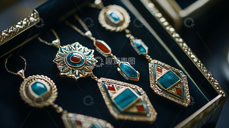 高清大图下载【趣麦麦图】精美复古宝石吊坠