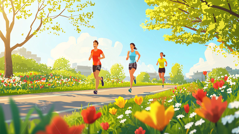 高清大图下载【趣麦麦图】阳光下公园跑步的女性