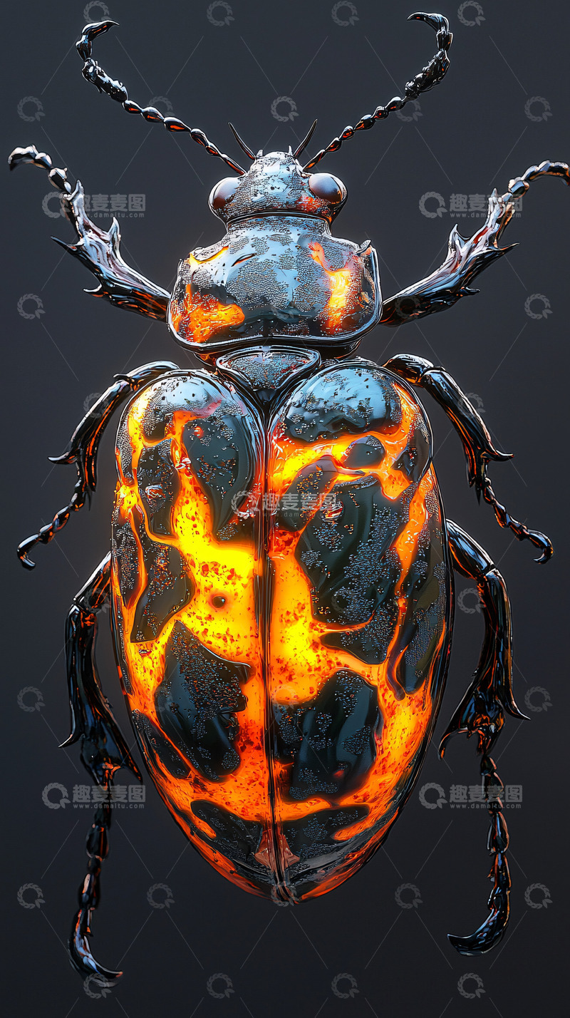 高清大图下载【趣麦麦图】燃烧纹理的甲壳虫