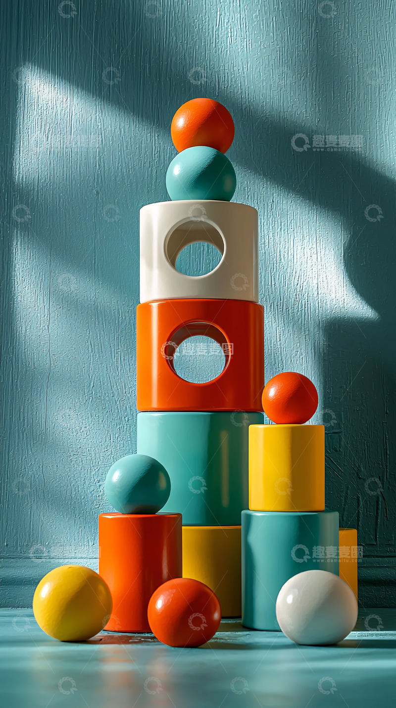 高清大图下载【趣麦麦图】彩色积木玩具