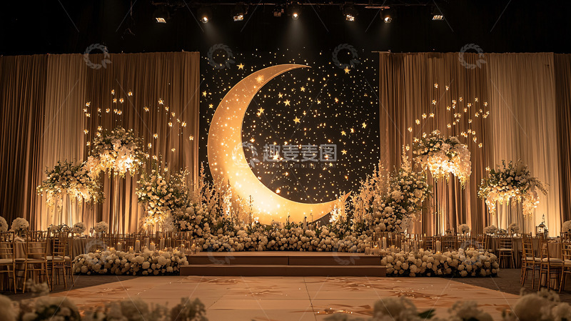 高清大图下载【趣麦麦图】金色月亮主题婚礼背景