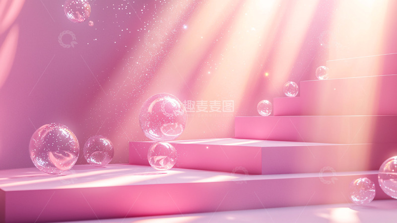 高清大图下载【趣麦麦图】粉色梦幻泡泡背景