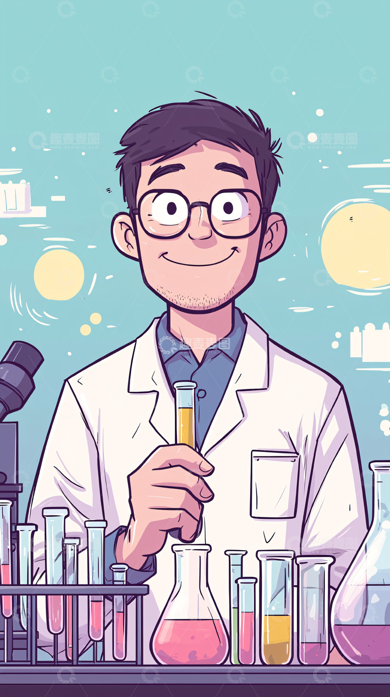 高清大图下载【趣麦麦图】微笑科学家