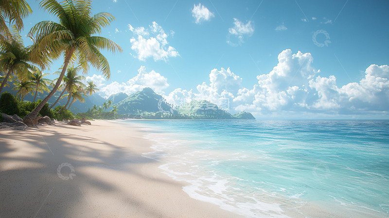 高清大图下载【趣麦麦图】热带海滩椰树阳光沙滩