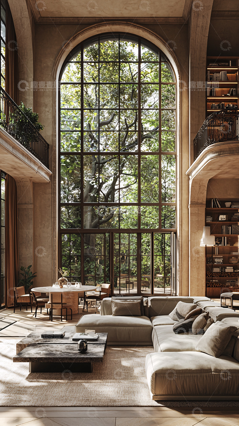 高清大图下载【趣麦麦图】极简风大窗户落地窗客厅