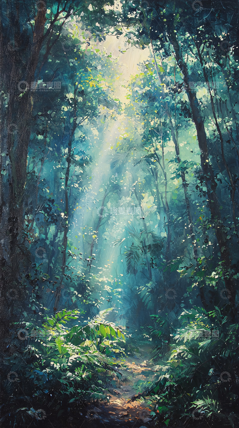 高清大图下载【趣麦麦图】森林光线小路