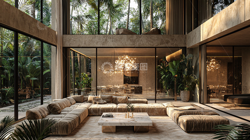 高清大图下载【趣麦麦图】热带风格的奢华客厅