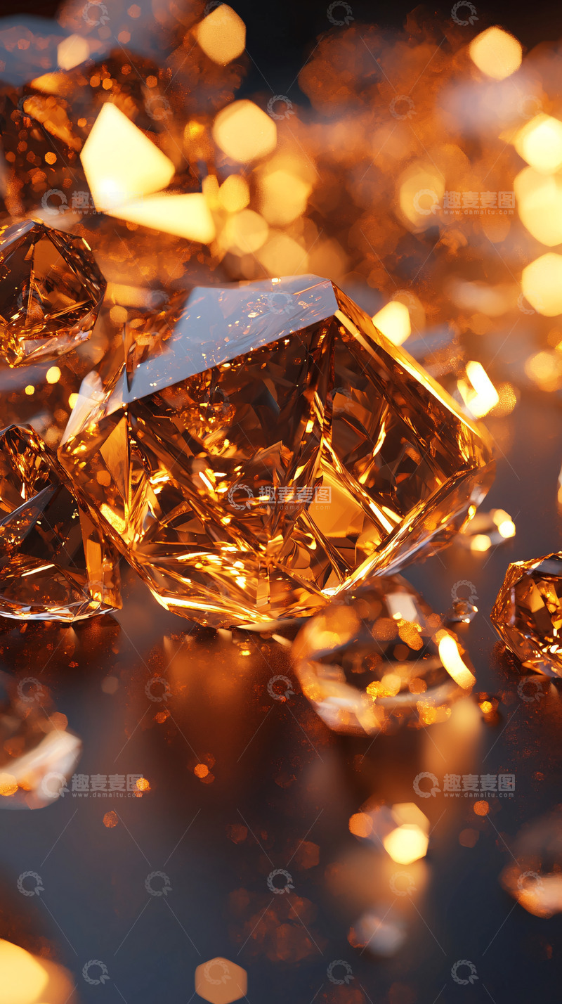 高清大图下载【趣麦麦图】闪耀的金黄色水晶宝石