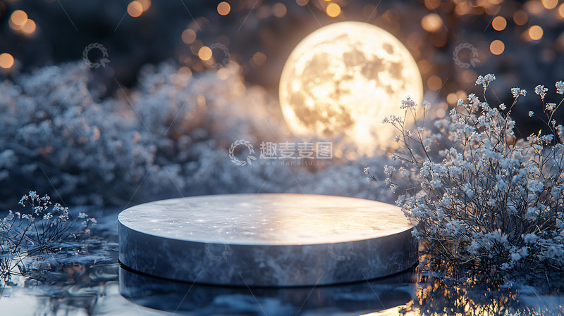 高清大图下载【趣麦麦图】冬日月光背景展示台