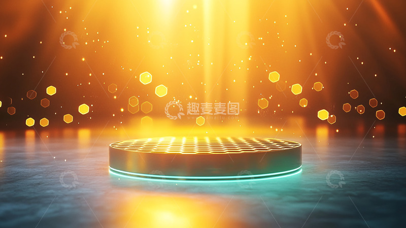 高清大图下载【趣麦麦图】金色光芒照耀的圆形舞台