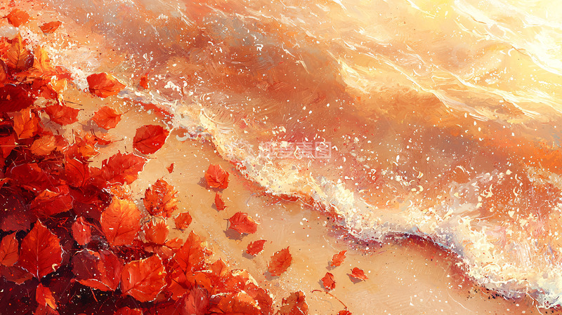 高清大图下载【趣麦麦图】海边落叶