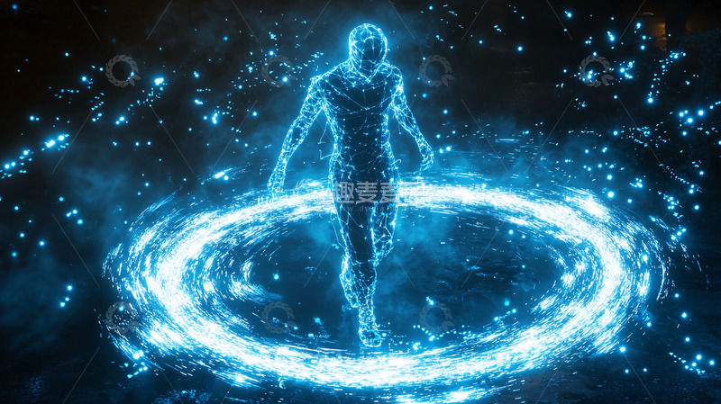 高清大图下载【趣麦麦图】能量人站在蓝色传送门中