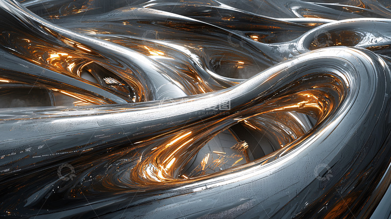 高清大图下载【趣麦麦图】流体金属质感抽象背景