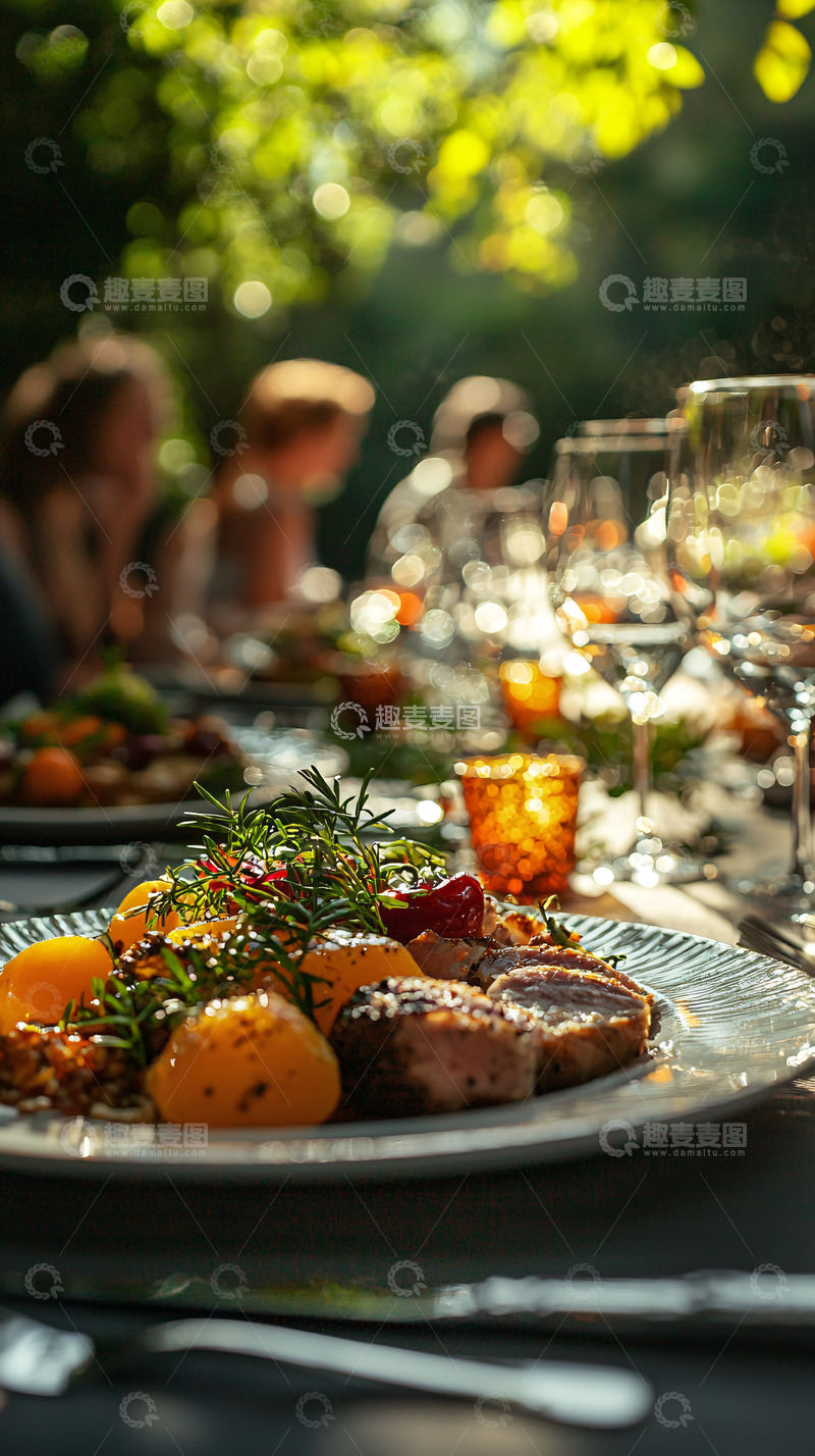 高清大图下载【趣麦麦图】户外阳光下丰盛的餐桌