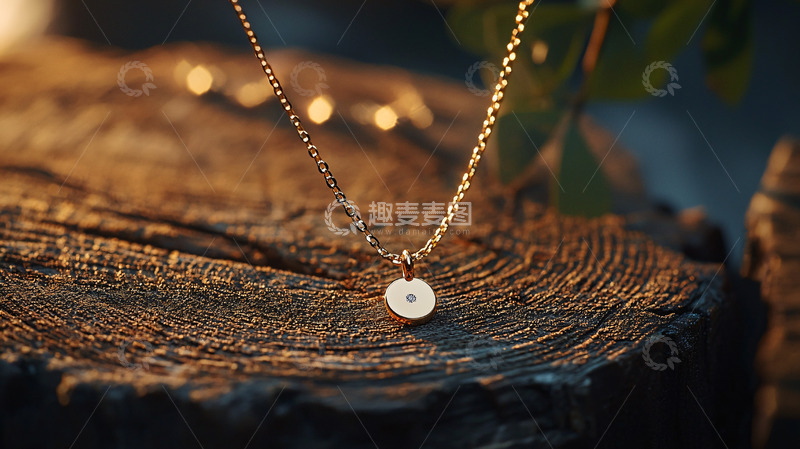 高清大图下载【趣麦麦图】黄金圆形吊坠项链