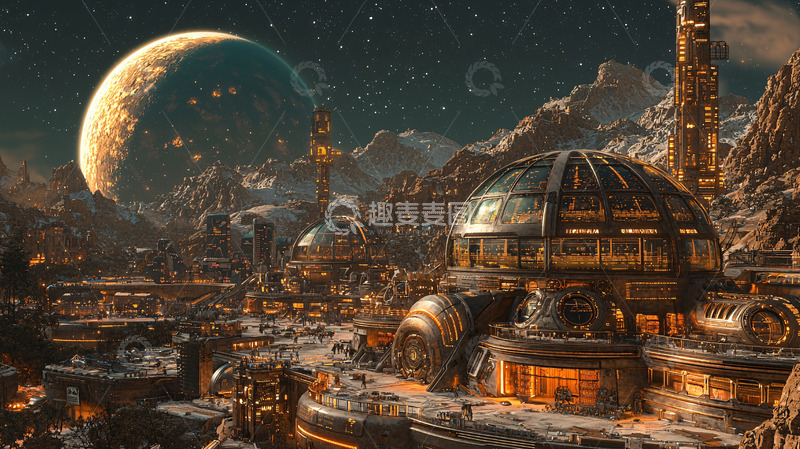 高清大图下载【趣麦麦图】外星球科幻城市景观
