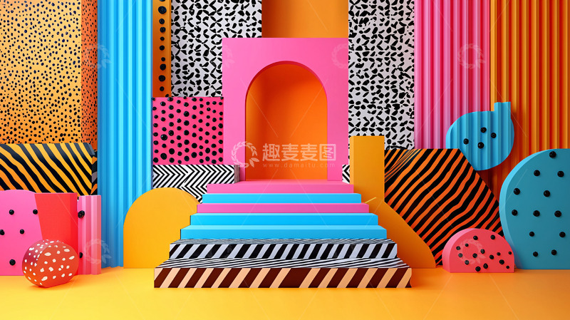 高清大图下载【趣麦麦图】彩色几何背景