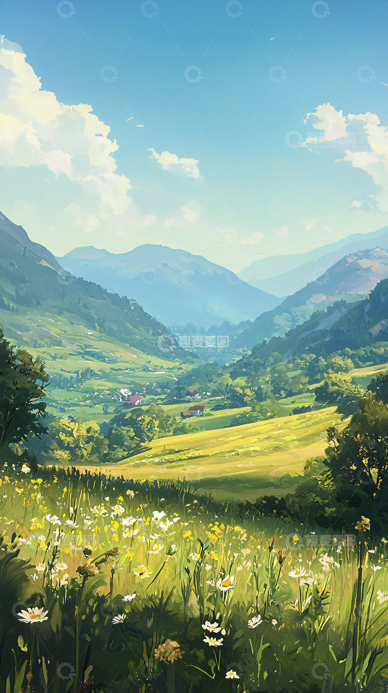高清大图下载【趣麦麦图】山谷田园风光