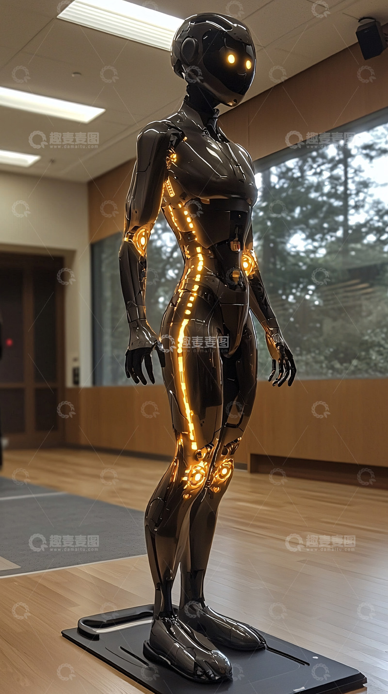 高清大图下载【趣麦麦图】黑金色机器人全身照