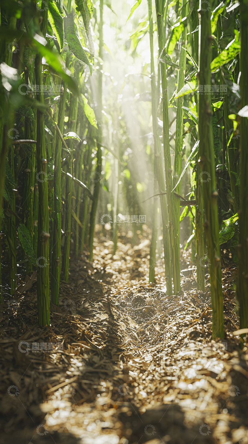 高清大图下载【趣麦麦图】阳光透过竹林小路