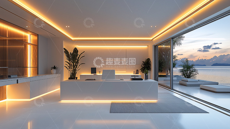 高清大图下载【趣麦麦图】现代简约风格办公室夜景