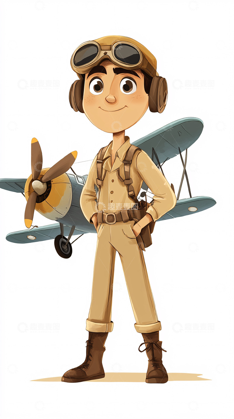 高清大图下载【趣麦麦图】卡通飞行员
