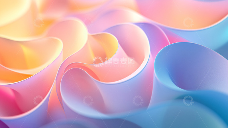 高清大图下载【趣麦麦图】柔和色彩的纸张卷曲