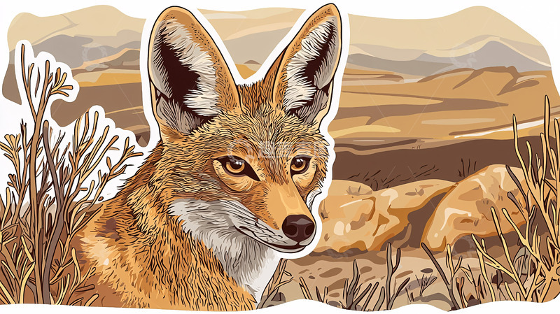 高清大图下载【趣麦麦图】郊狼高清插画