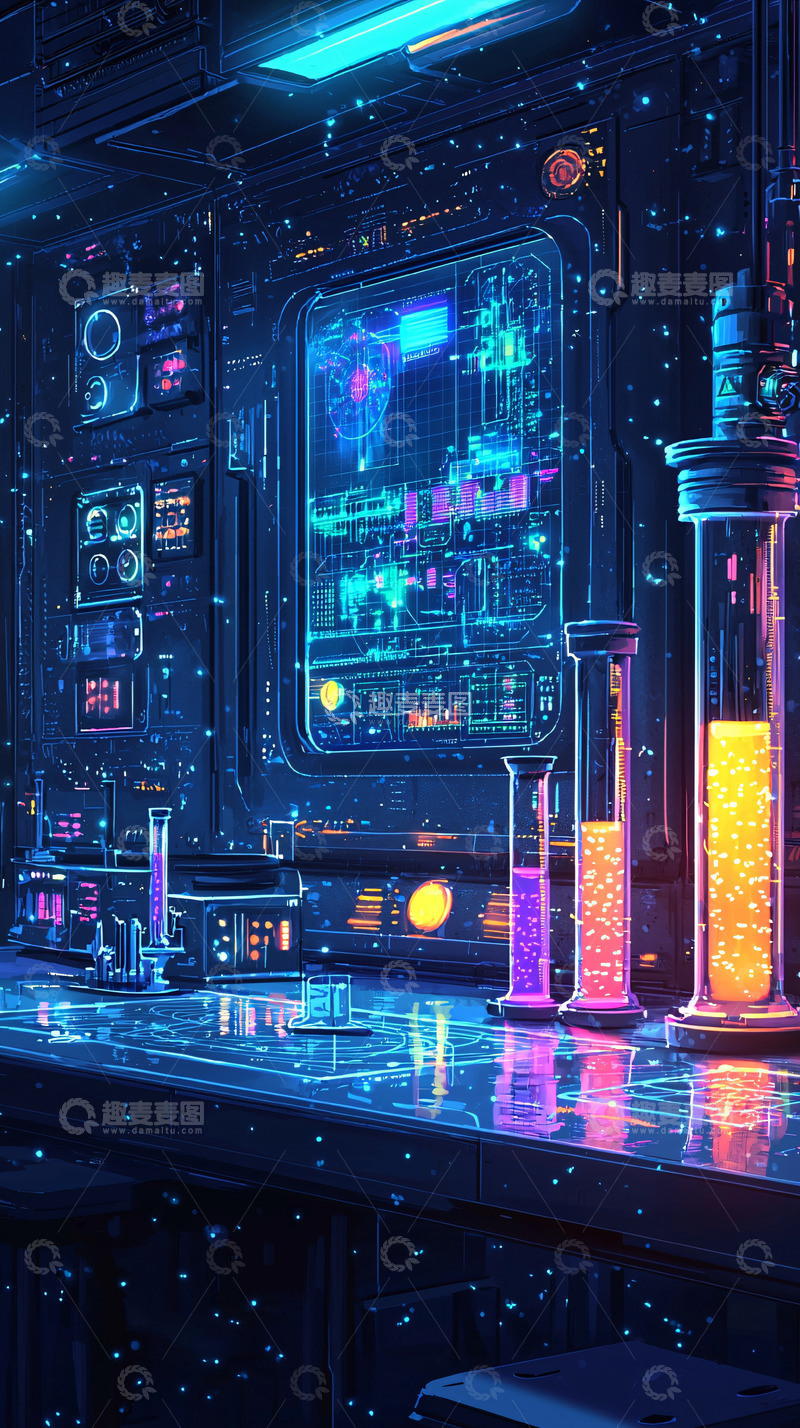 高清大图下载【趣麦麦图】科幻实验室内部