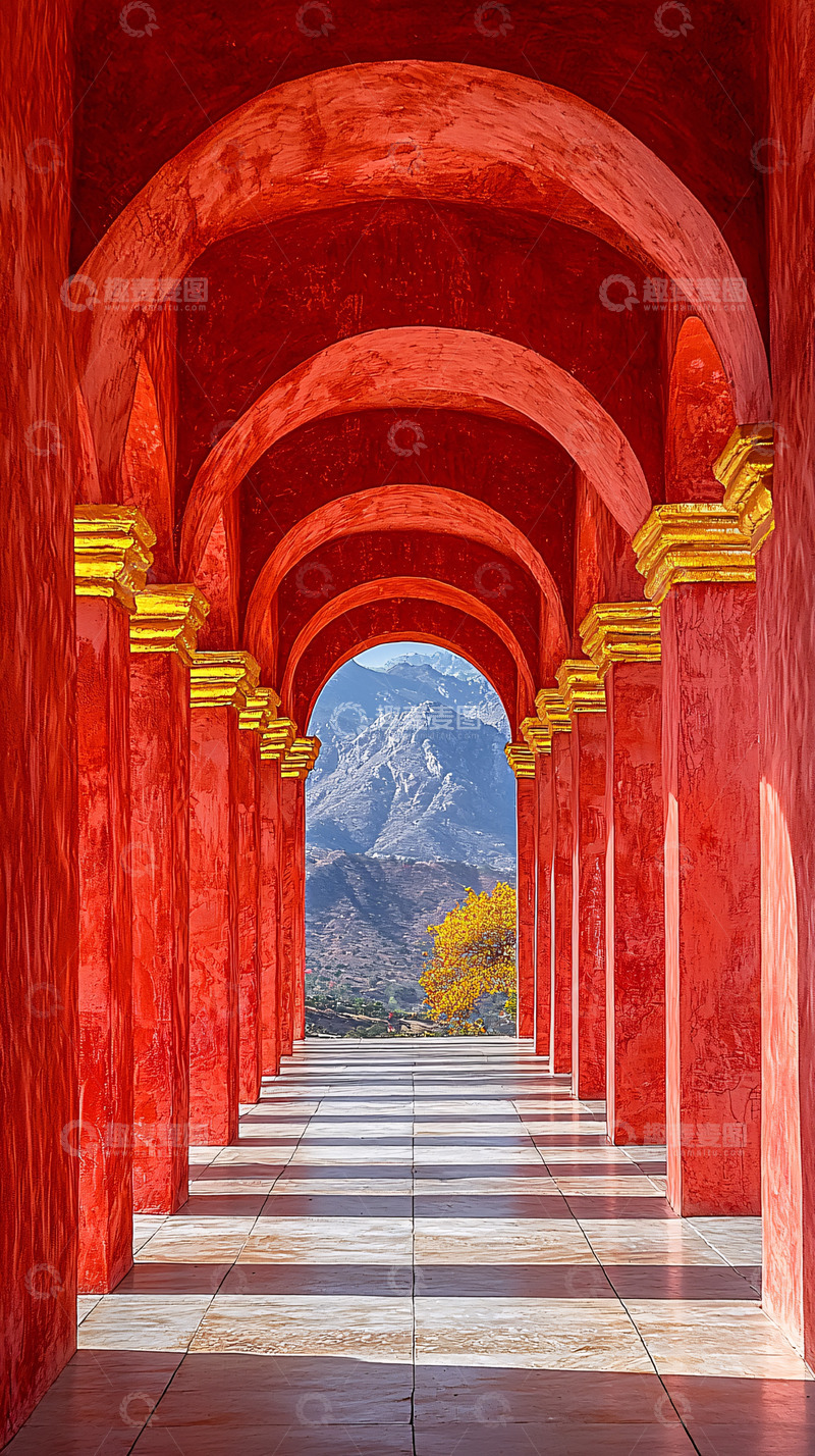 高清大图下载【趣麦麦图】红色拱廊