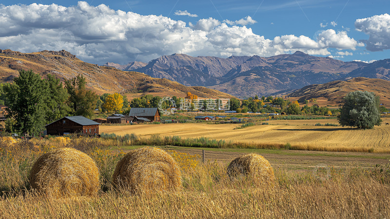 高清大图下载【趣麦麦图】秋收时节的田园风光