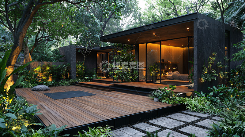 高清大图下载【趣麦麦图】森林中的现代小屋