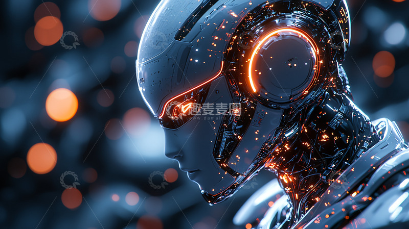 高清大图下载【趣麦麦图】未来感机器人头部特写