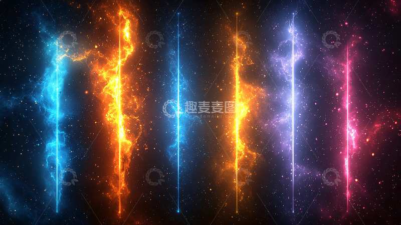 高清大图下载【趣麦麦图】多色闪电能量线条