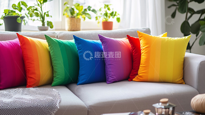 高清大图下载【趣麦麦图】彩虹渐变靠垫