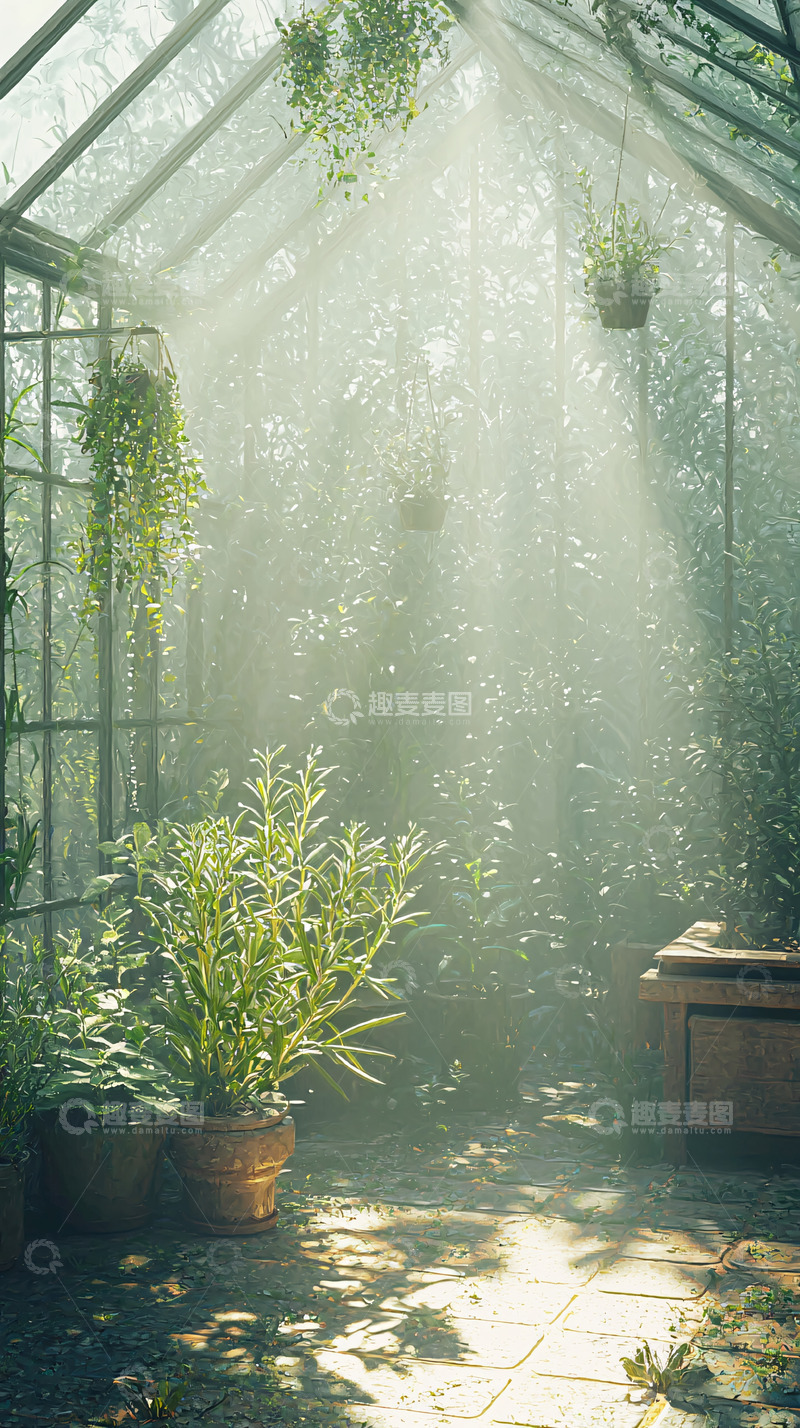 高清大图下载【趣麦麦图】阳光透过玻璃房洒进来的画面