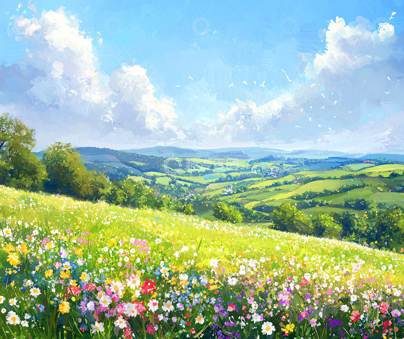 高清大图下载【趣麦麦图】阳光明媚的田园风光