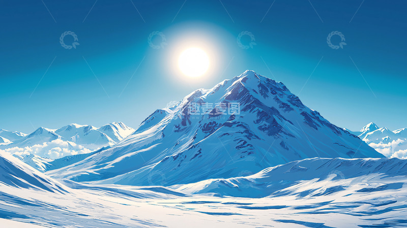 高清大图下载【趣麦麦图】雪山日出27