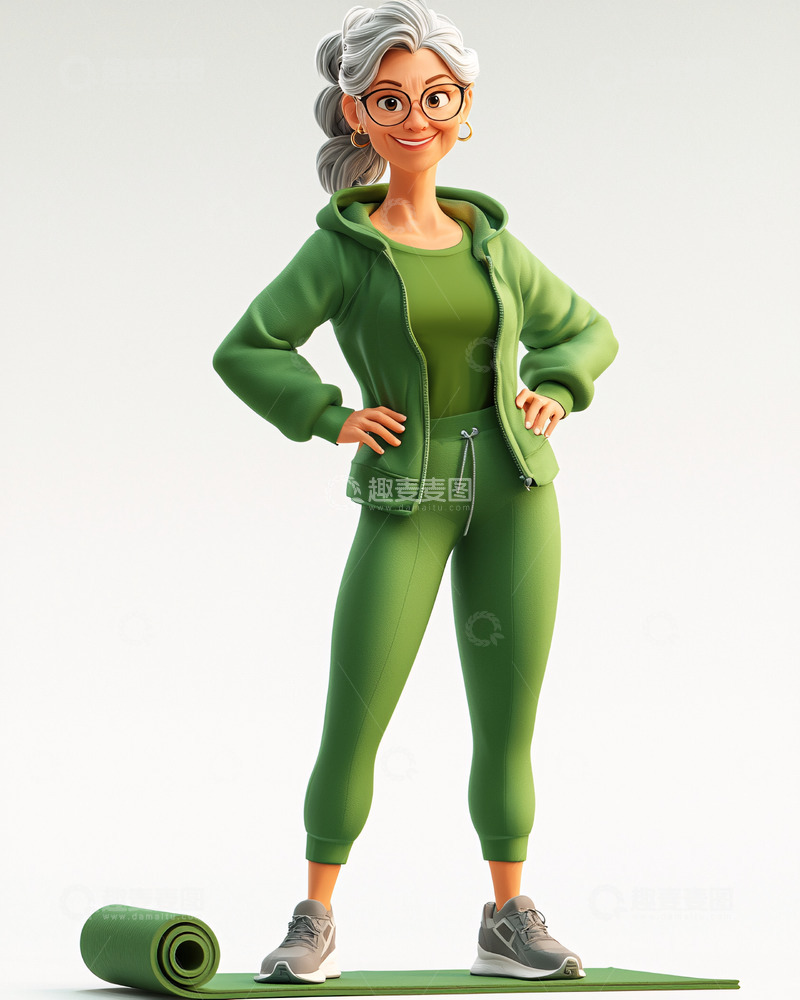 高清大图下载【趣麦麦图】活力老太太