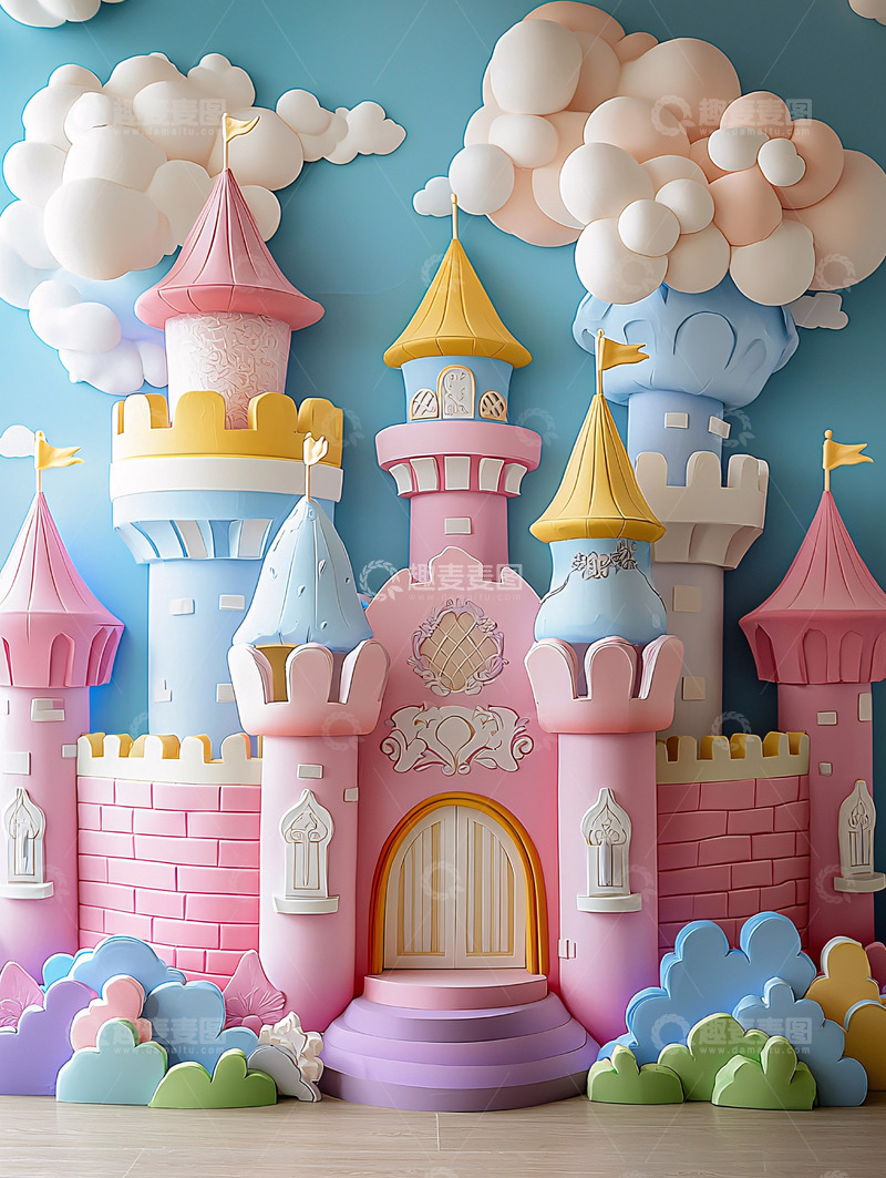 高清大图下载【趣麦麦图】梦幻粉色城堡背景