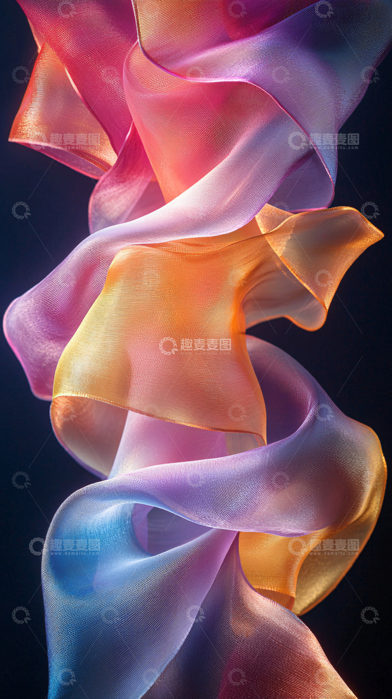 高清大图下载【趣麦麦图】丝绸流动渐变色彩