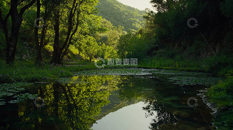 高清大图下载【趣麦麦图】森林溪流倒影