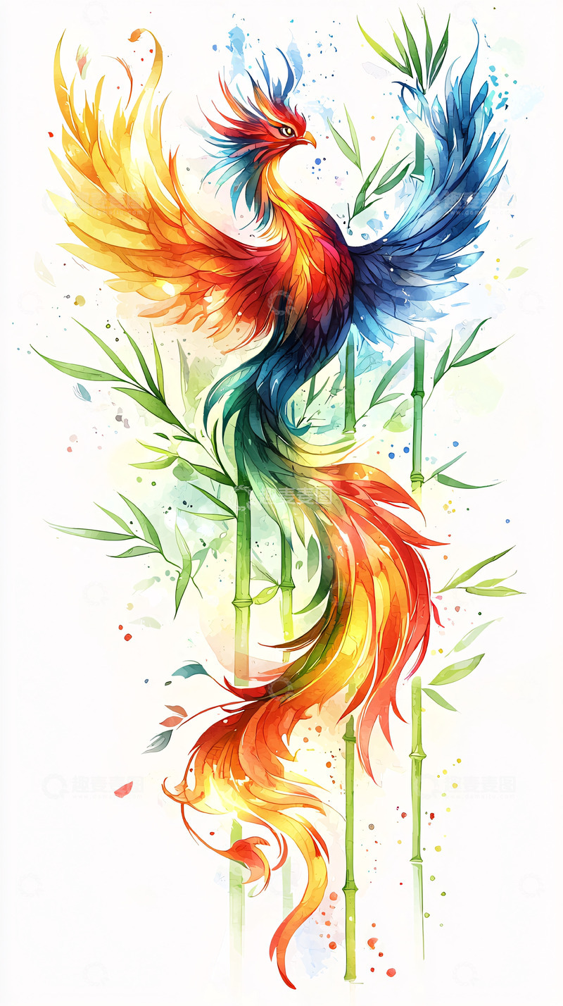 高清大图下载【趣麦麦图】水墨凤凰